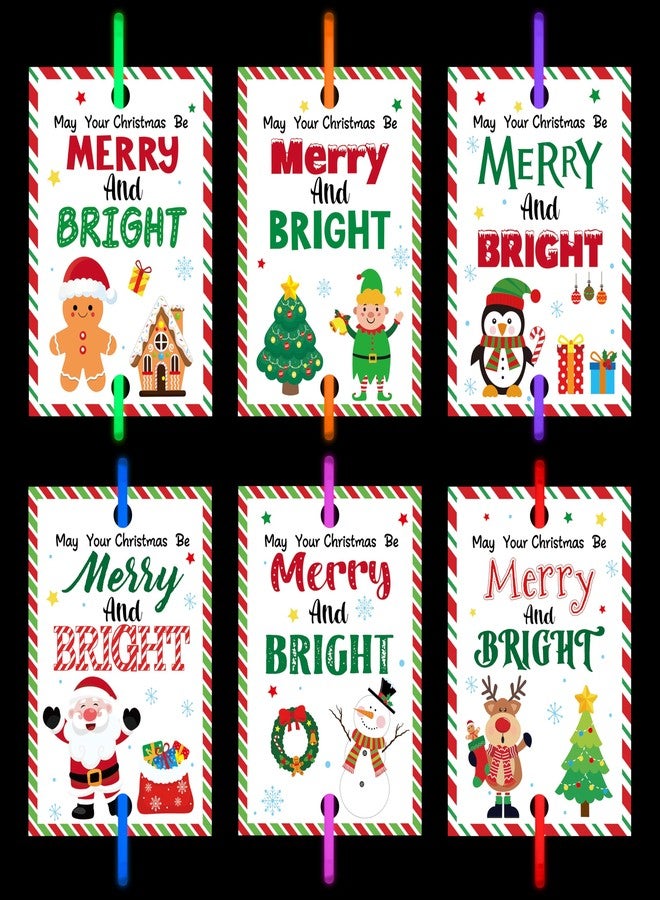 Haooryx Christmas Glow Stick Bracelets Bulk - 36 Pack Merry and Bright Glow Stick Bracelet with Gift Card Light up Toy for Kids Christmas Night School Party Favor Student Reward Game Prize Xmas Supply - Image 1